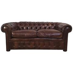 Antique Early 20th Century, English, Two-Seat Chesterfield Sofa