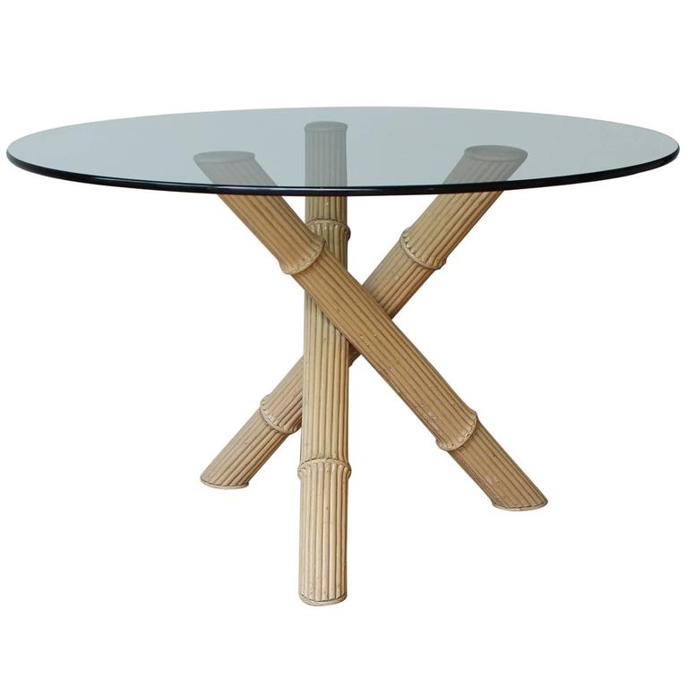 Italian Bamboo Tripod Dining Table For Sale at 1stdibs