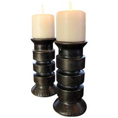 Vintage Industrial Rustic Steel, Metal Candlesticks Holders Stands