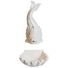 French Handmade Ceramic Dolphin Lavabo