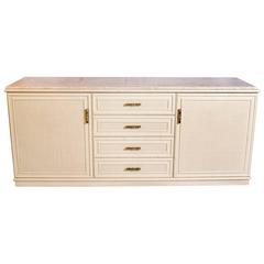 Faux Bamboo and Rattan with a Travertine Top Plate Dresser 6