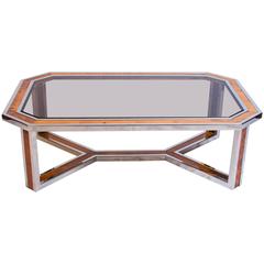 Chrome and Wood Coffee Table by Romeo Rega 7