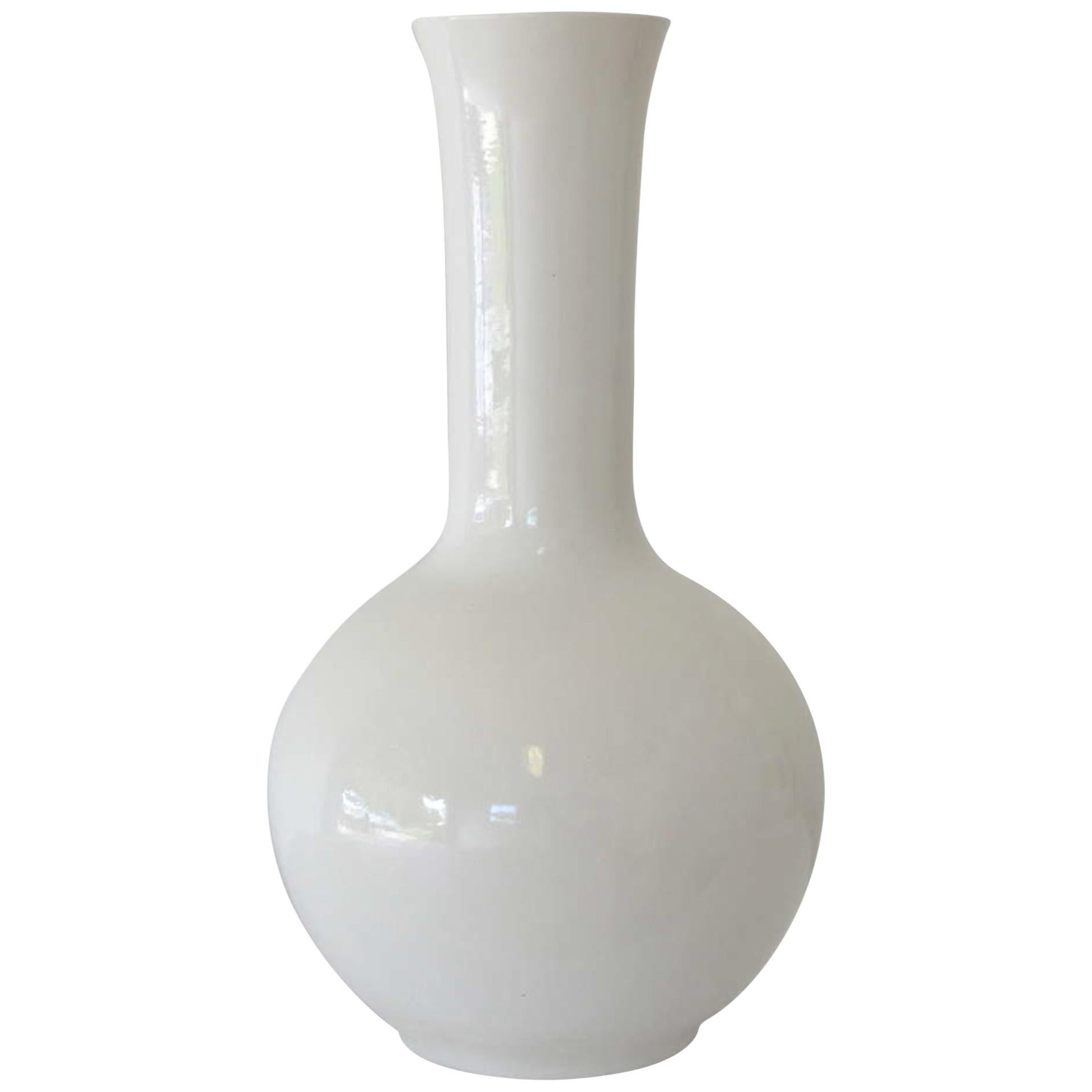 Midcentury Blanc de Chine Long Neck Ceramic Vase For Sale