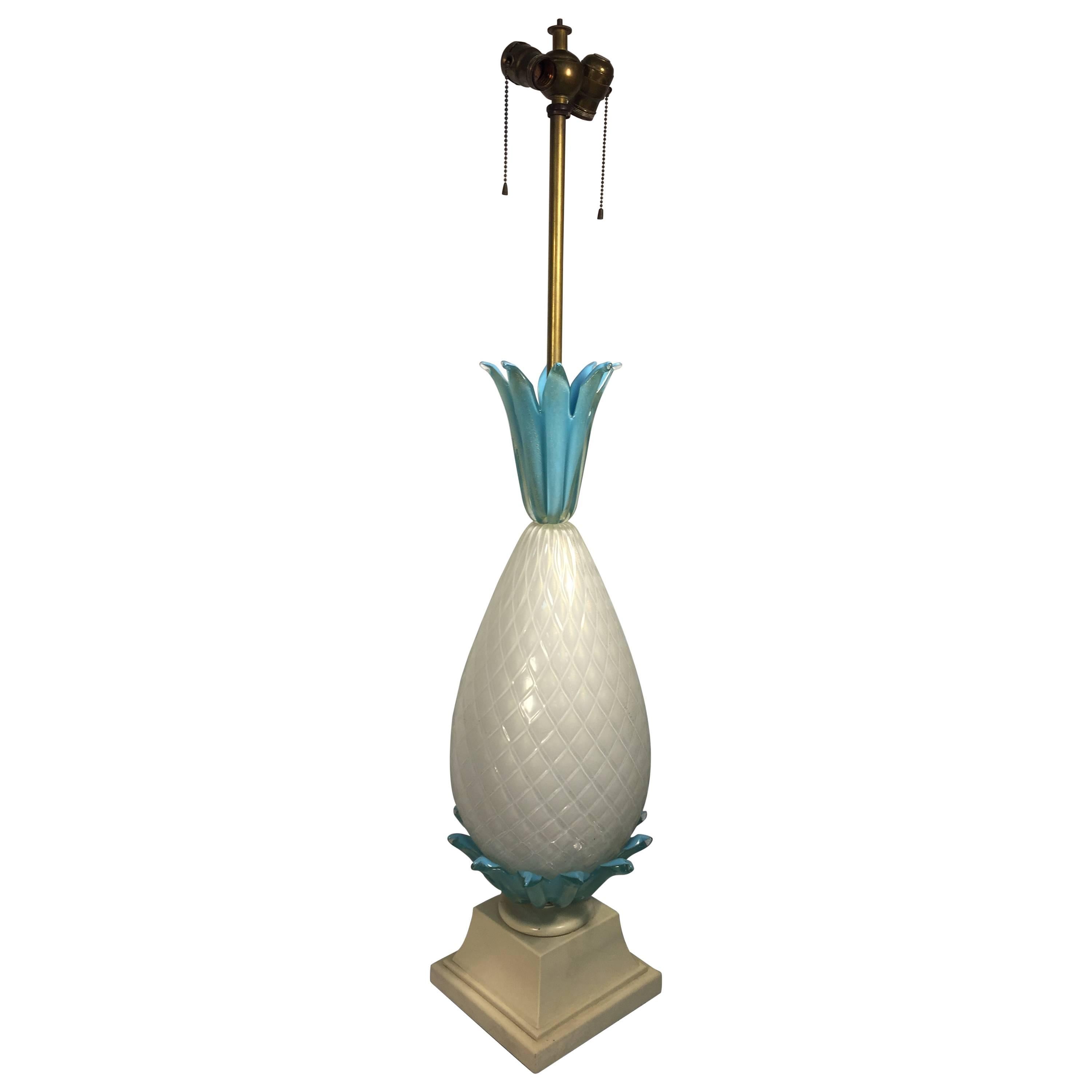 Sensational Murano Glass Pineapple Form Table Lamp by Seguso For Sale