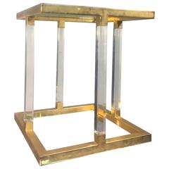 Amazing Lucite and Brass Accent, or Side Table by Charles Hollis Jones