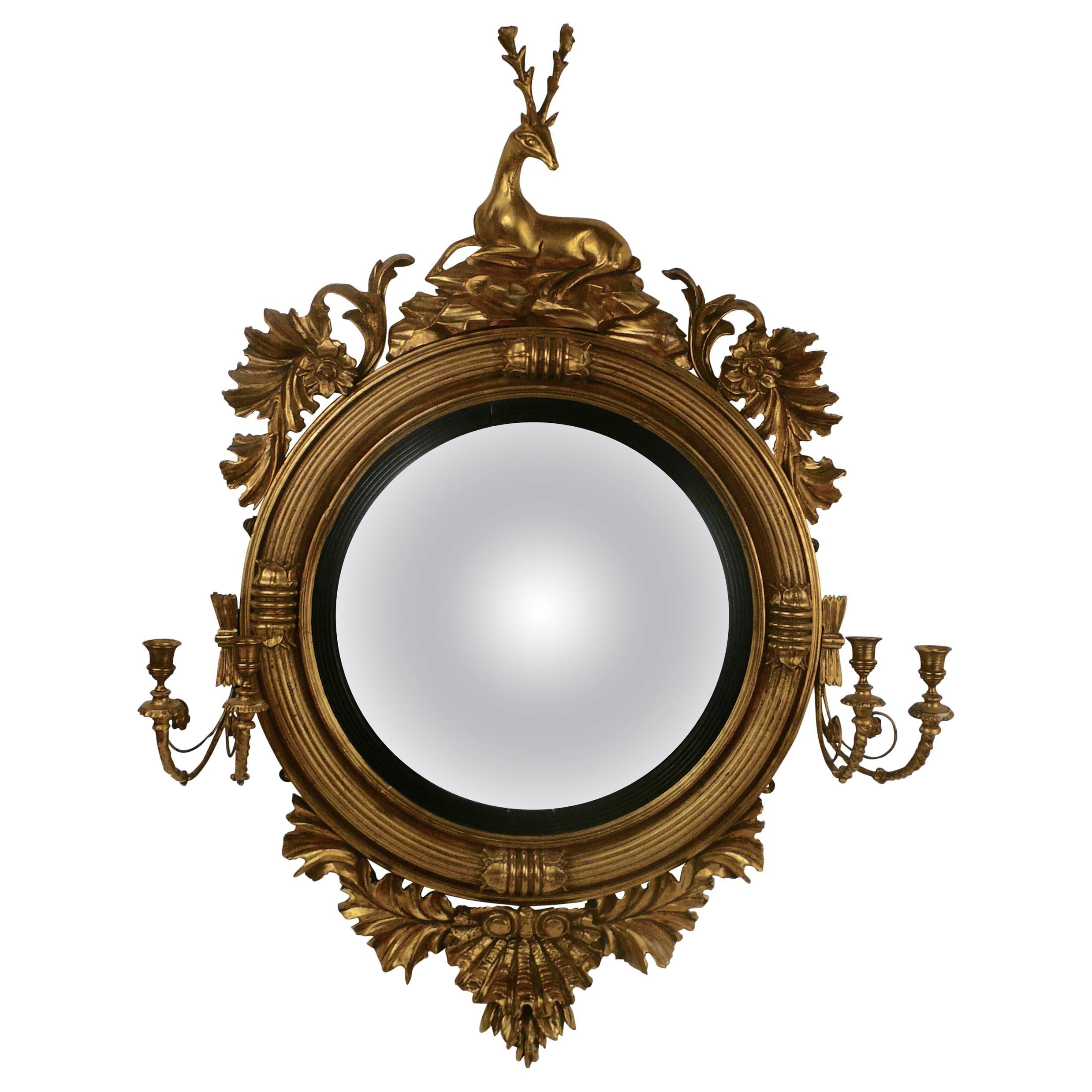 English Regency Convex Mirror by Thomas Fentham & Co.