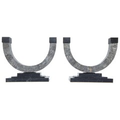 Pair of Marble and Brass Candlesticks by Maitland-Smith
