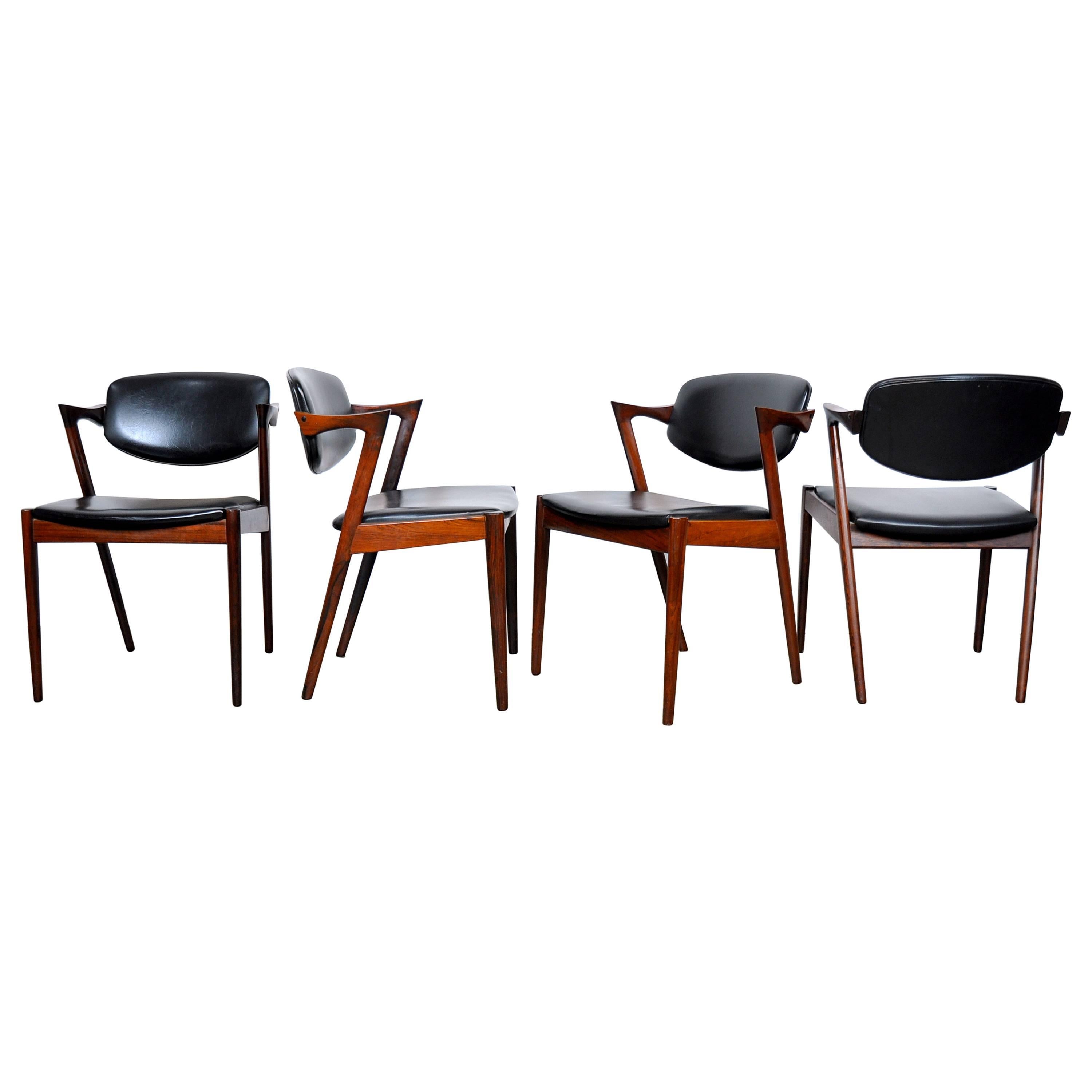 Set of Four Kai Kristiansen Model 42 Rosewood Dining Chairs