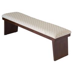 Walnut Bench with Woven Leather Seat