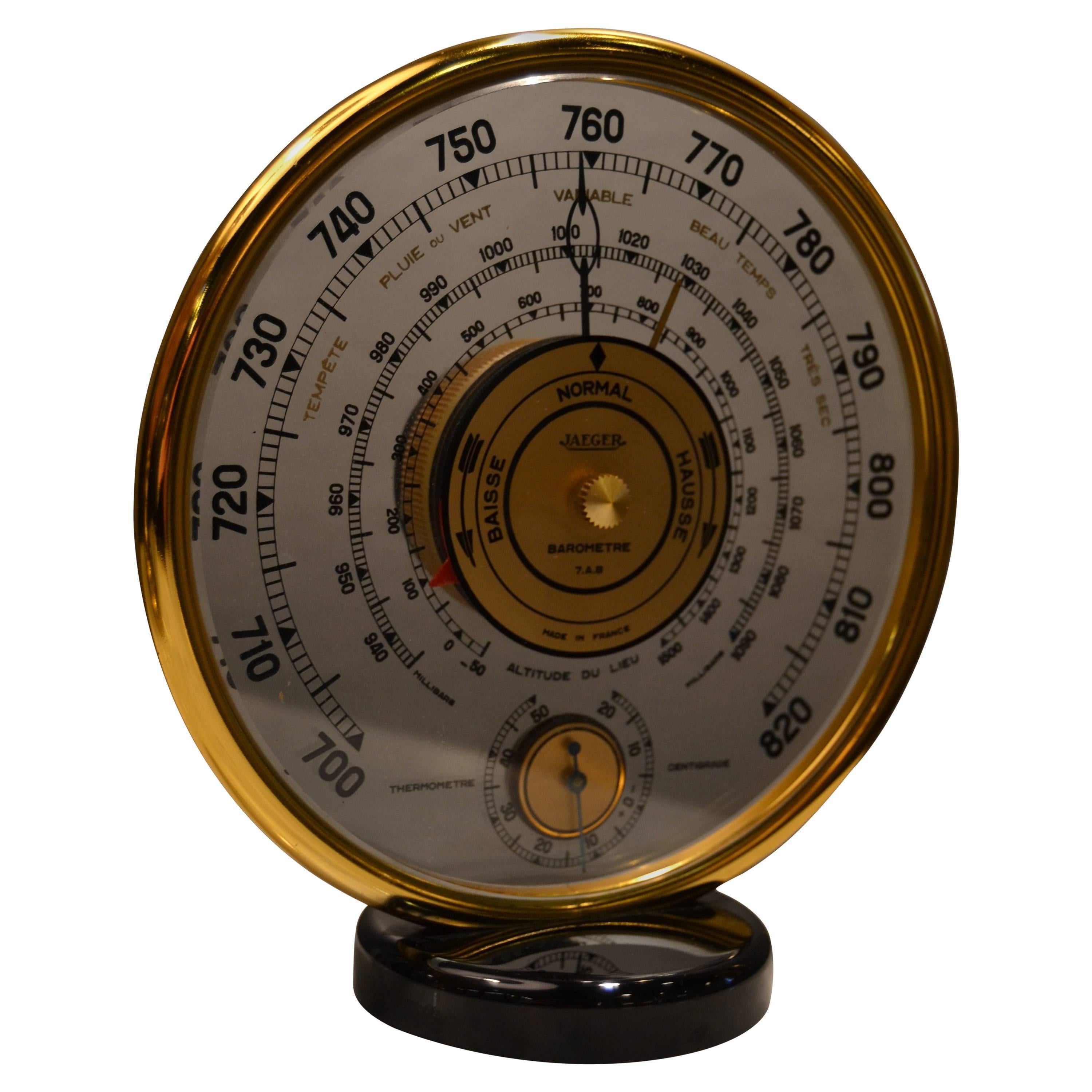 1940s Jaeger Desk Top Barometer and Thermometer