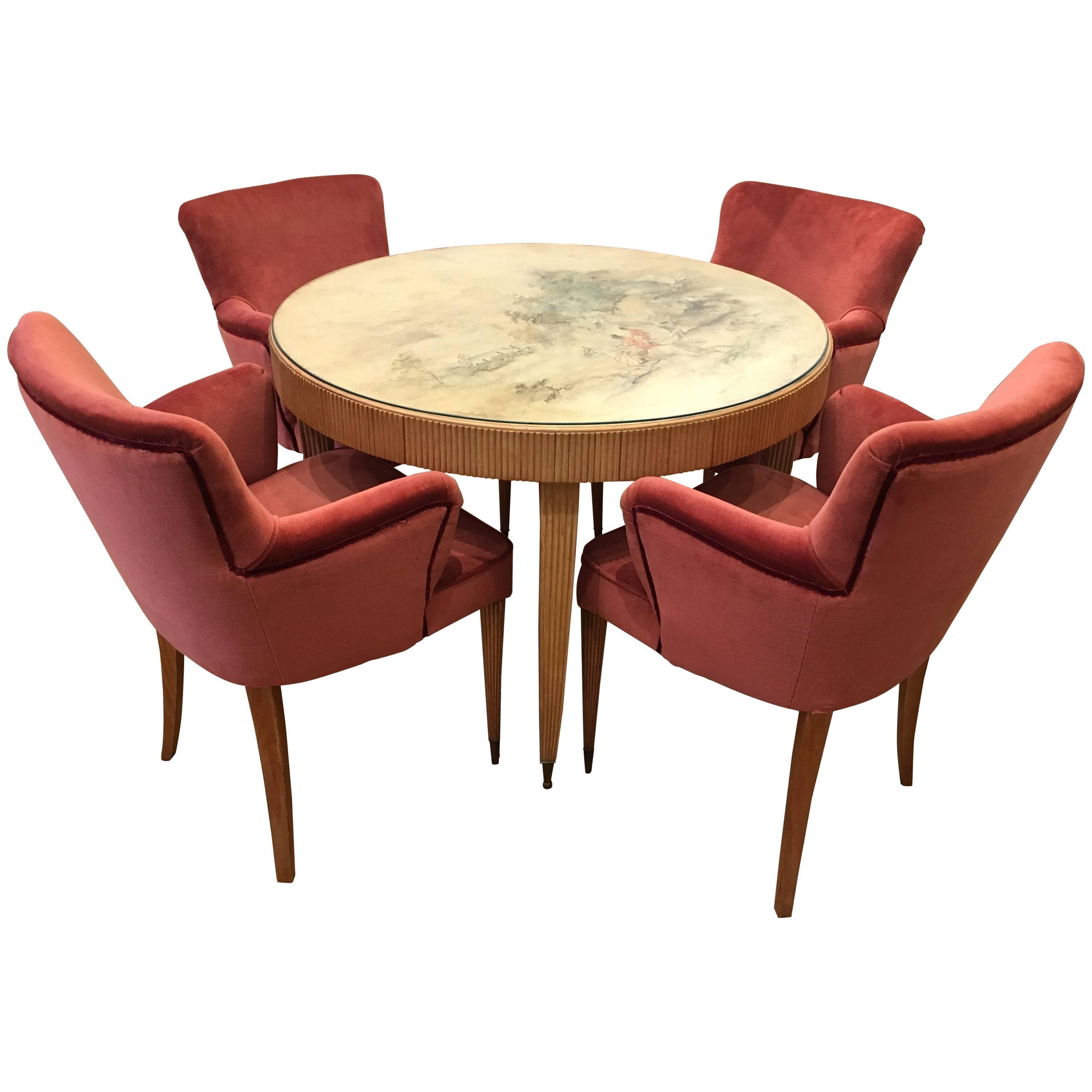 Elegant 1940s Italian Table and Armchairs, Attributed to Paolo Buffa