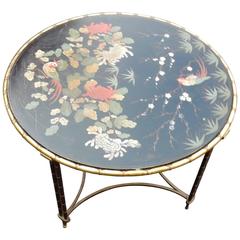 1950-1970 Round Coffee Table in the Style of Maison Baguès Lacquer of China