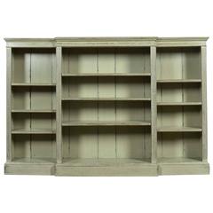 Antique Large Painted Breakfront Open Bookcase