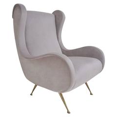 Marco Zanuso Style Senior Armchair, Available in 25 Colors of Velvet, Italian 3