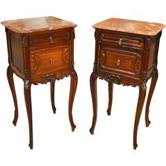 Superior Pair of Rosewood French Rococo Antique Bedside Cabinets