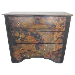 Lacquer Wood Decorated Chest of Drawers, France, 1800