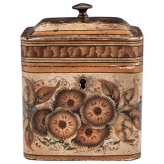 Antique Georgian Painted Tin Toleware Tea Caddy