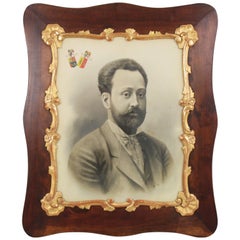 Photograph of a Gentleman Framed by a Louis XV Style Giltwood and Walnut Frame
