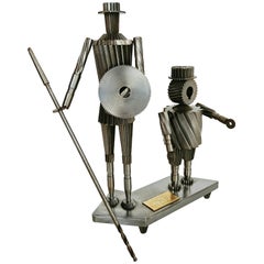 Don Quixote and Sancho Metal Sculpture Circa 1967 