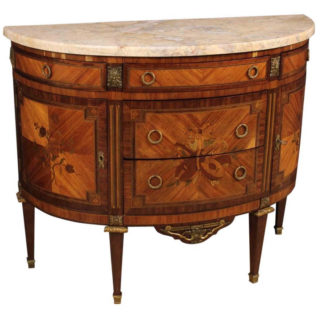 Early 20th Century French Inlaid Demi Lune Dresser