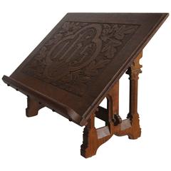 Antique Dutch Carved Oak Gothic Revival Bible Stand Religious Church Book Stand 11