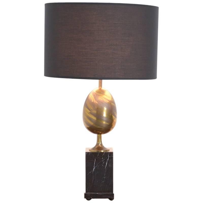 Black Marble and Brass Table Lamp