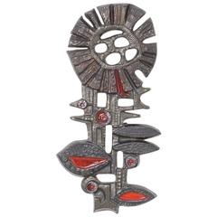 Decorative Ceramic Flower Wall Sculpture by Perignem and Paul Vermeire 1