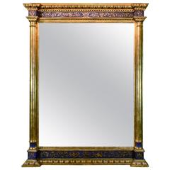 Impressive Renaissance Blue Painted and Parcel Gilt Mirror 5