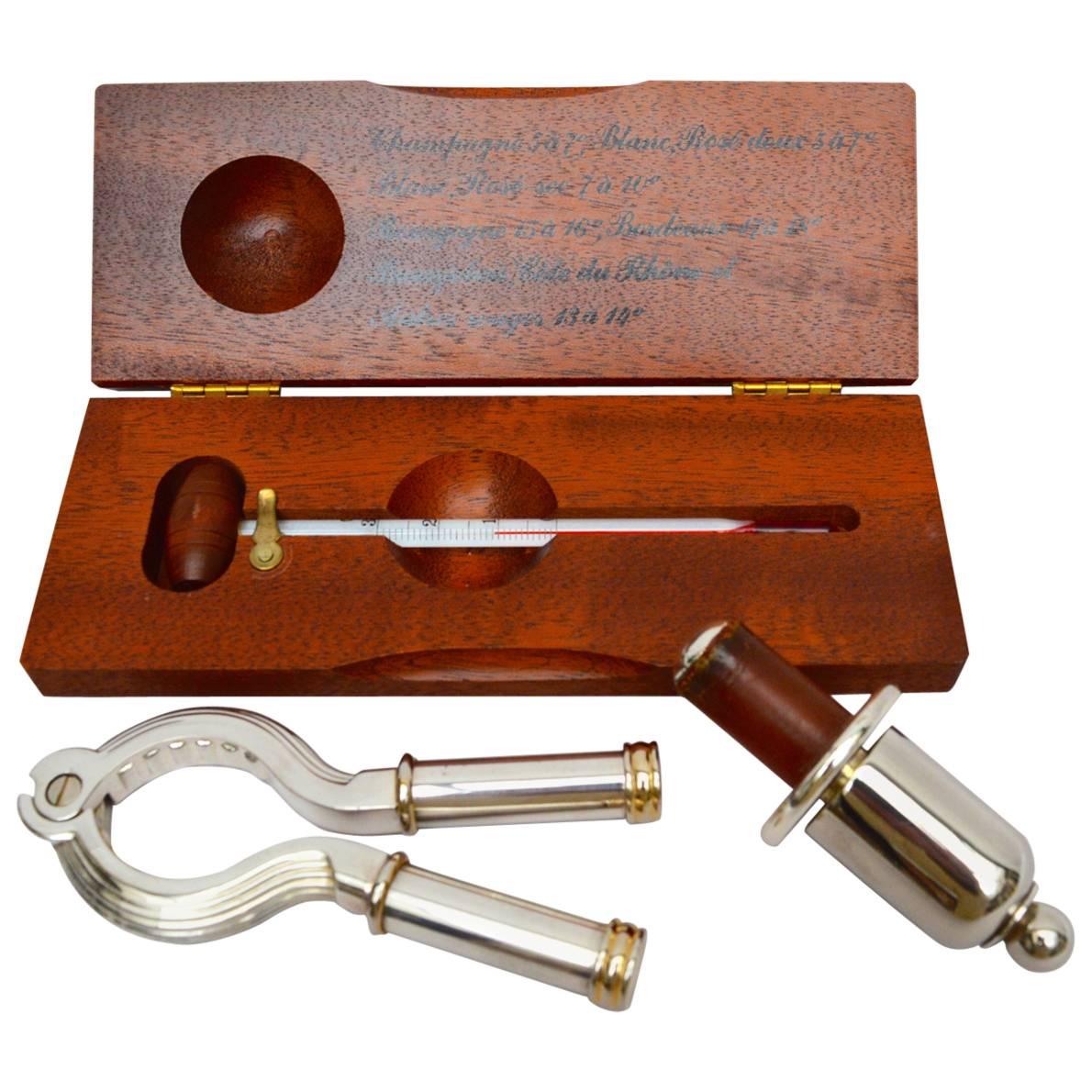 Champagne Opener, Stopper and Thermometer Set For Sale