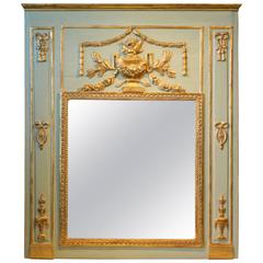 Louis XVI Period Painted and Parcel Gilt Trumeau Mirror 3