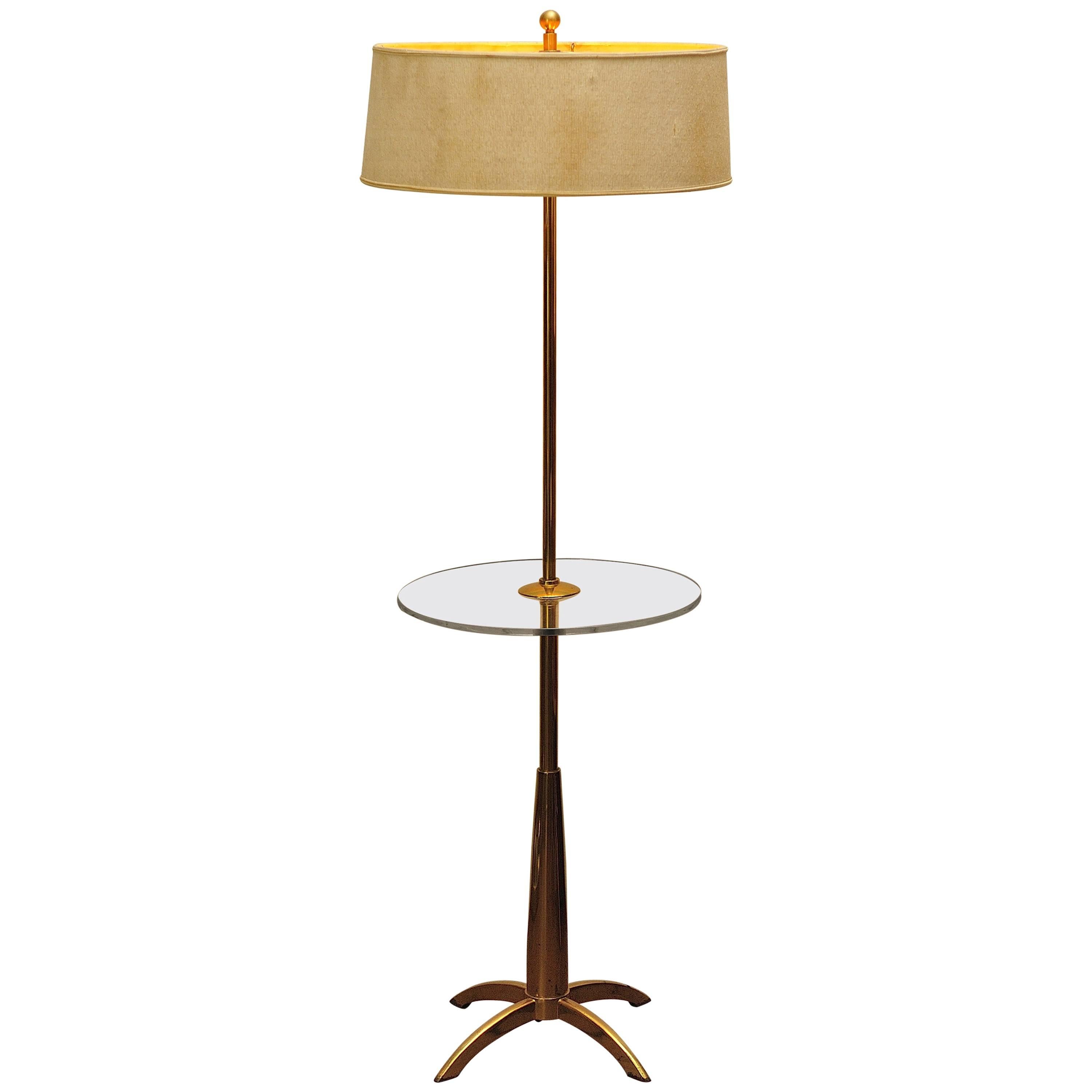 Brass and Acrylic Stiffel Mid-Century Modern Floor Lamp For Sale