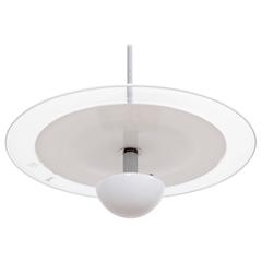 Mazzega Pendant Lamp in White and Clear Murano Disc Shade