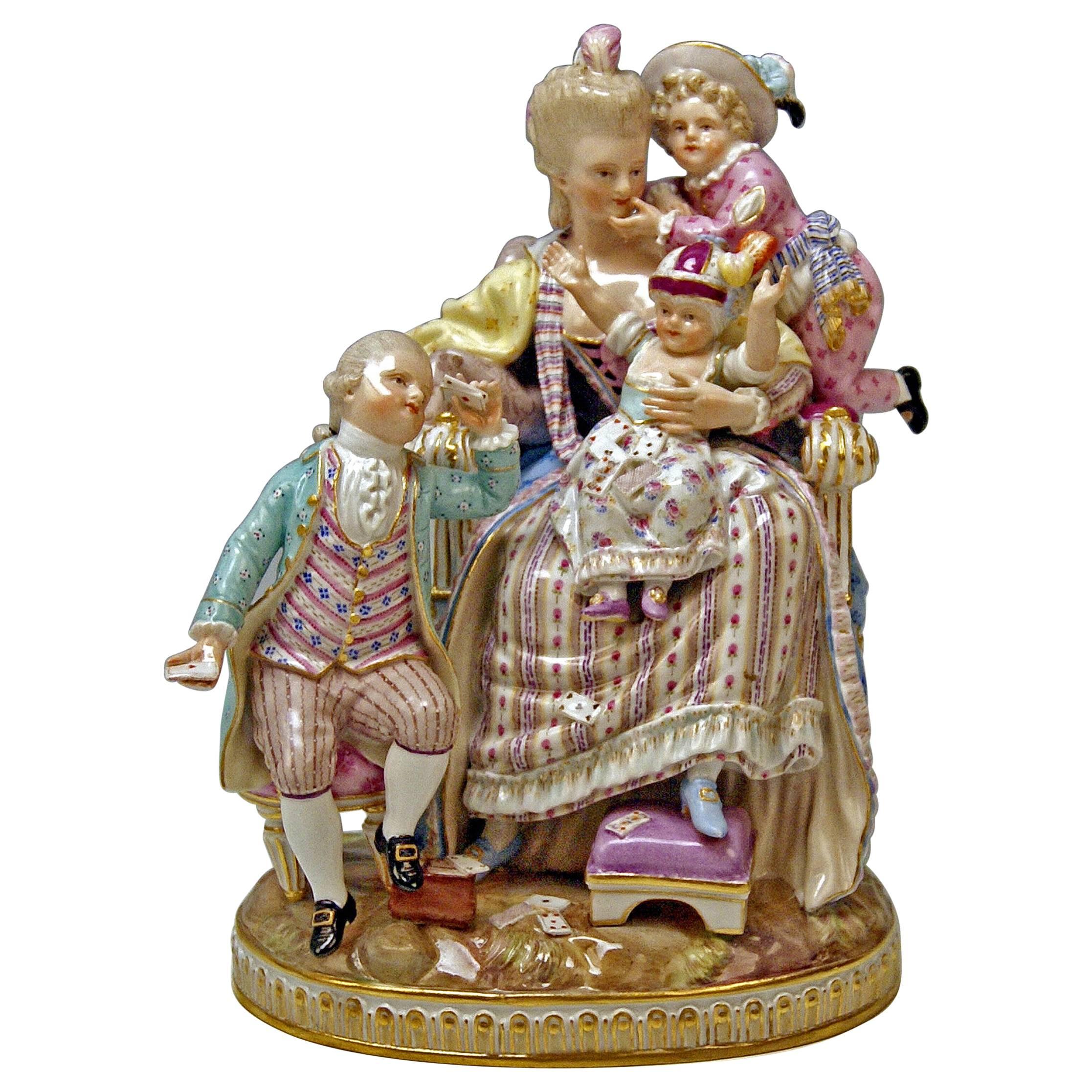 Meissen Stunning Figurine Group The Loving Mother by Michel V. Acier, circa 1870