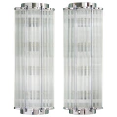 LASSCO Art Deco Wall Lights 'Chrome'