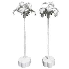 Vintage Pair of Metal Palm Trees as Standing Lamps