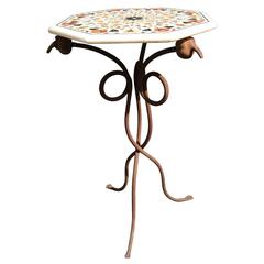 Exotic Inlaid Marble Top Side Table