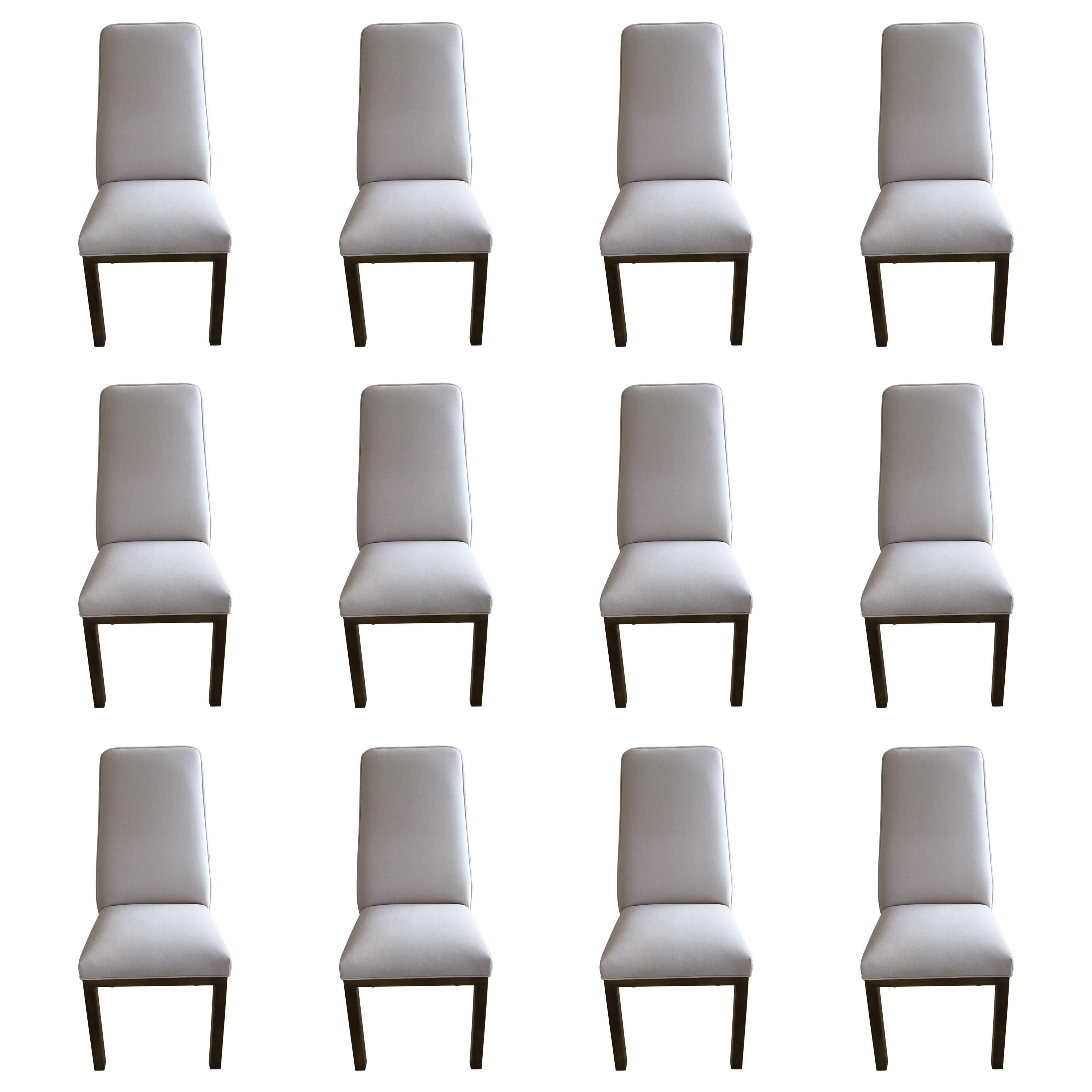 12 Mastercraft Dining Room Chairs with Bronze Finished Legs For Sale