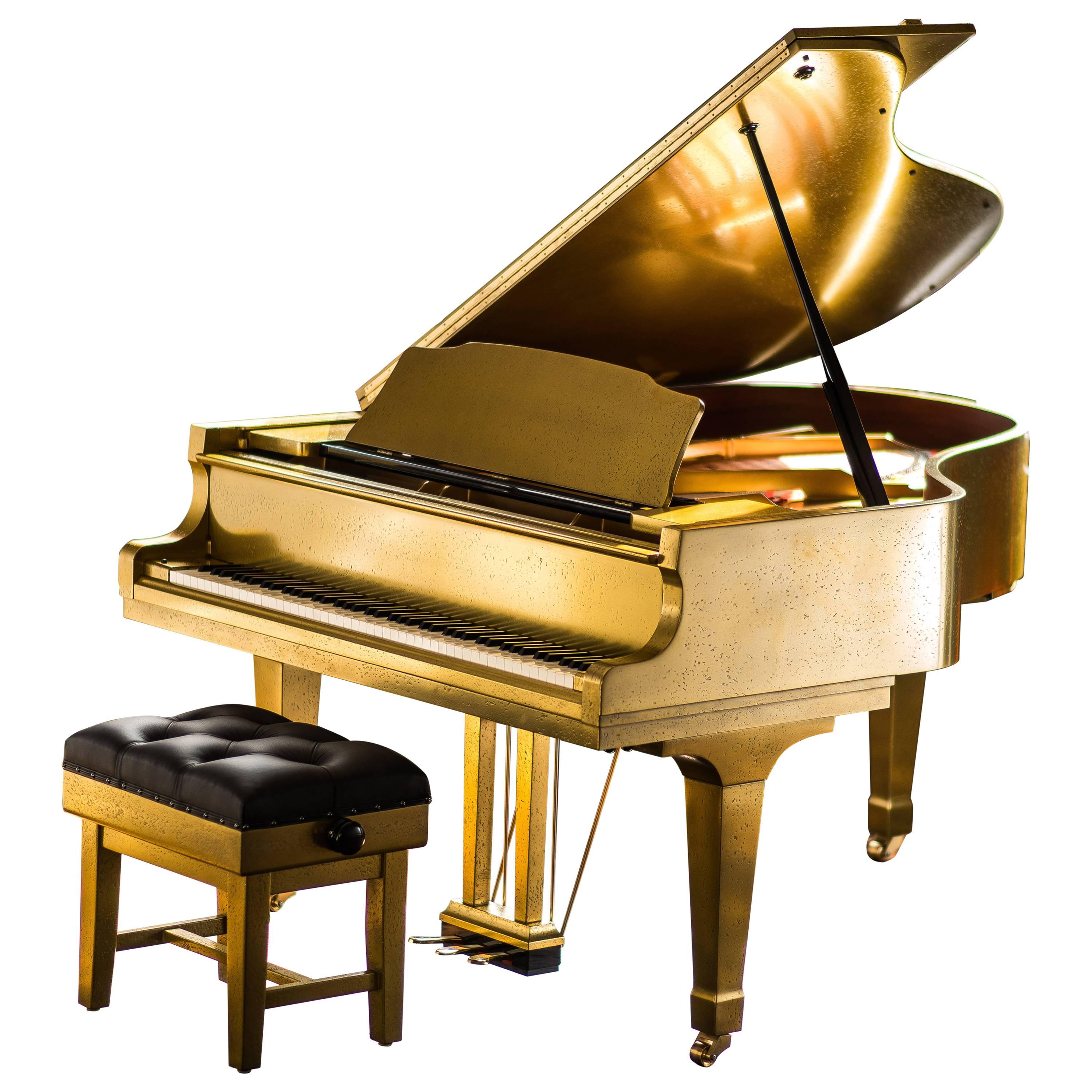 Bespoke Metal Coated Kawai RX-3 Grand Piano and Leather Concert Stool For Sale