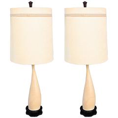 Pair of Ceramic Curvaceous Lamps