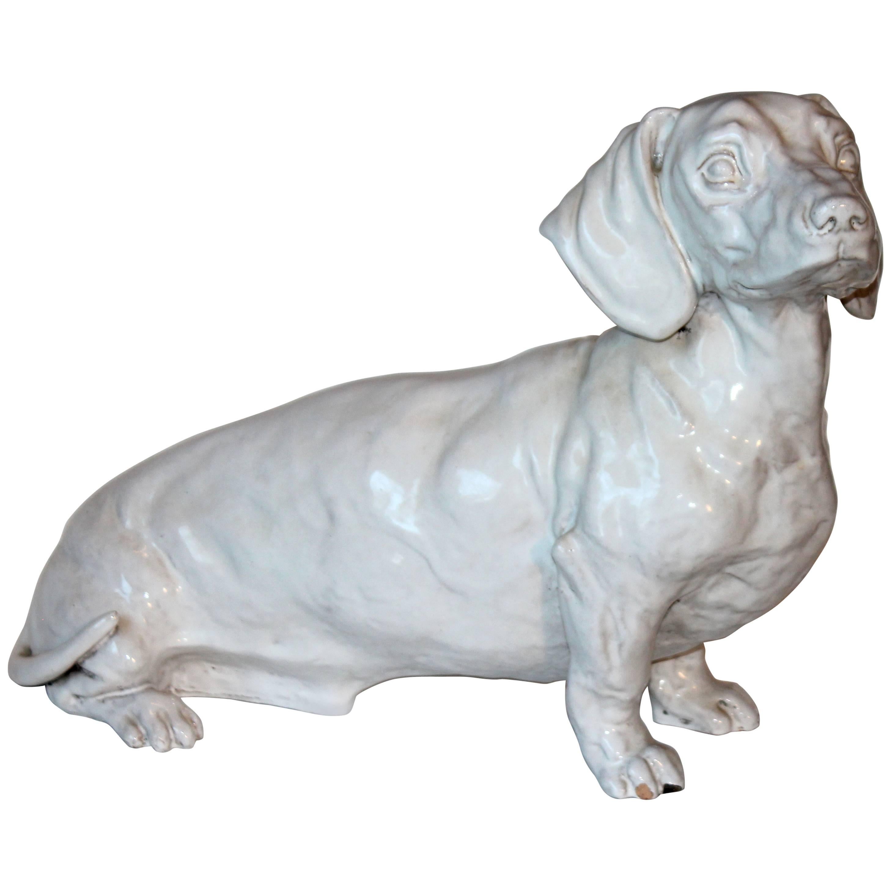 Dachshund Lifesize Vintage Italian Pottery Dog Figure Sculpture