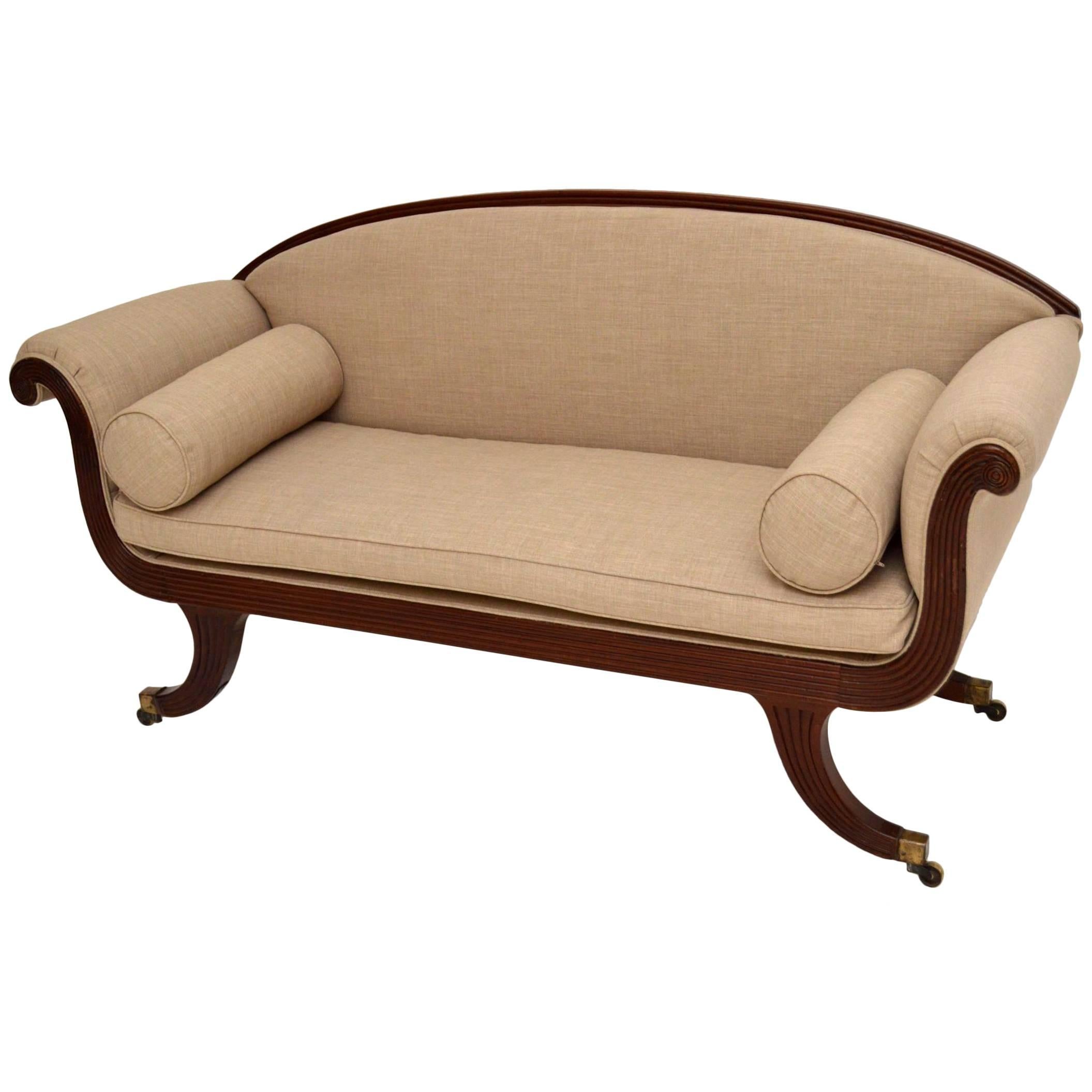 Antique Regency Mahogany Scroll End Sofa