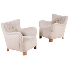 Vintage Pair of Danish Wingback Chairs, 1940s