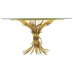Gold Oval Wheat Table in Style of Coco Chanel