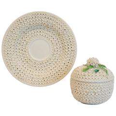 Meissen "Schneeballen" 'Snowball' Circular Lidded Box and Stand