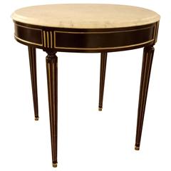 Ebonized Marble-Top Louis XVI Style Centre End Lamp Table