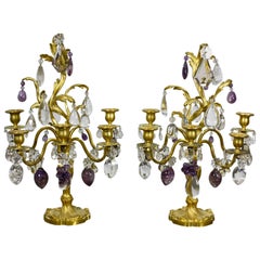 Pair of Louis XV Style Rock Crystal Girandoles