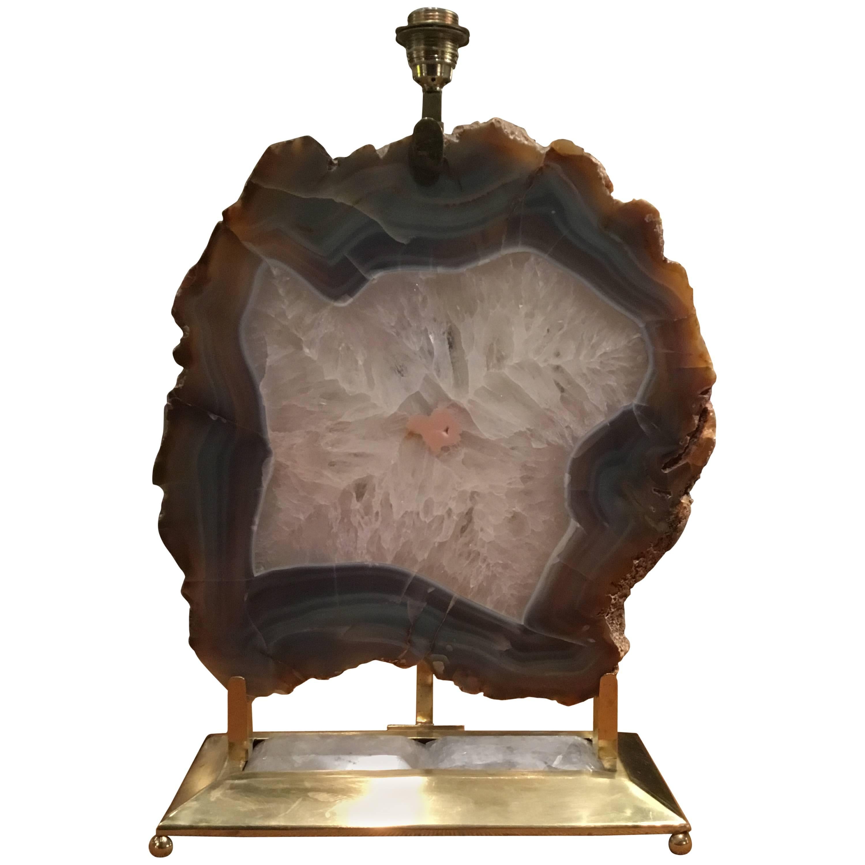 Italian Retro Illuminated Fossil Table Lamp, Made in Italy 2000's For Sale