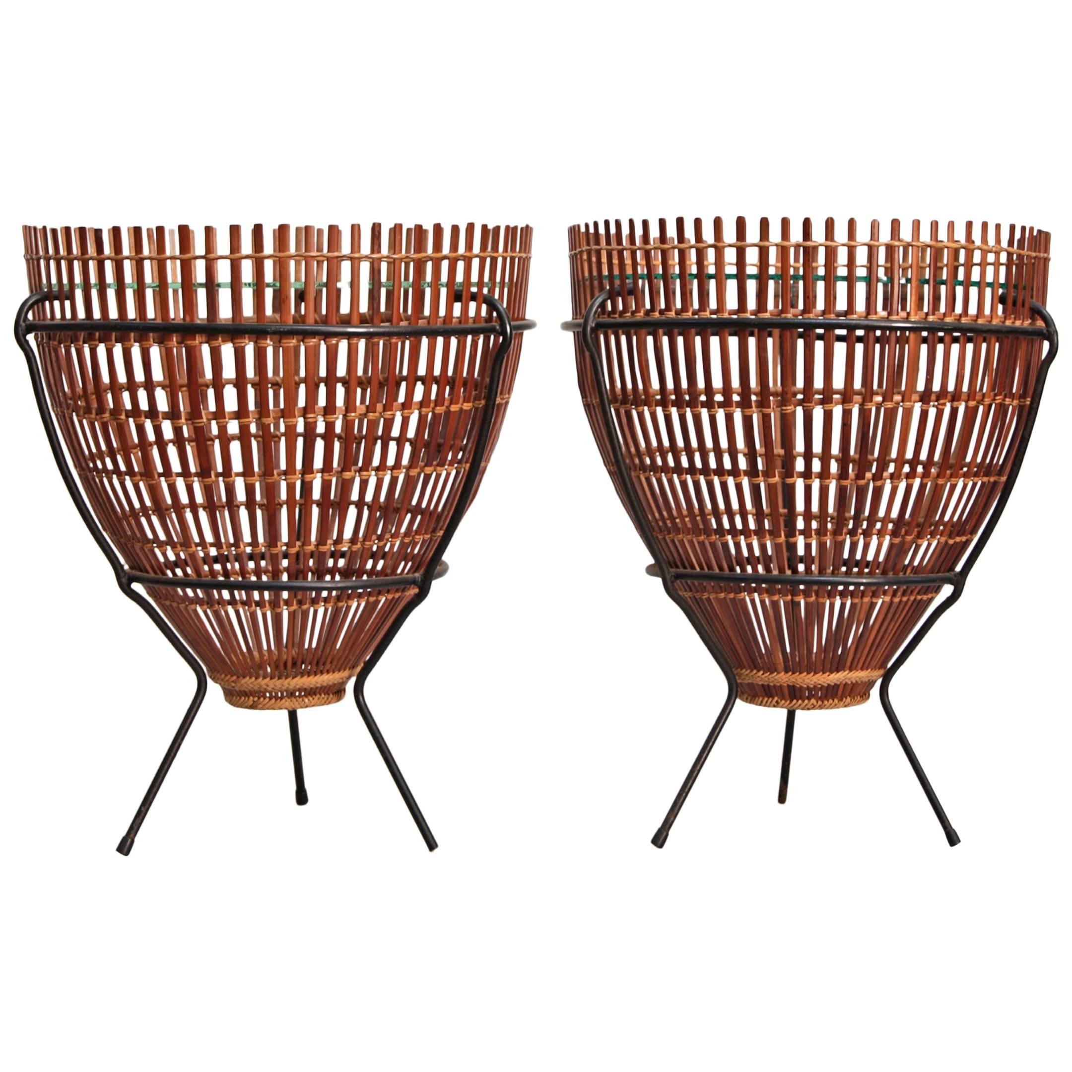 Pair of Fish Trap End Tables Franco Albini Attributed