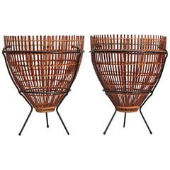 Vintage Pair of Fish Trap End Tables Franco Albini Attributed