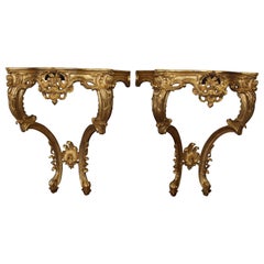 Pair of Rococo Style Giltwood Consoles Reproduced by La Maison London